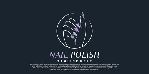 Nail polish icon logo design for nail salon or beauty studio with creative concept Premium Vector