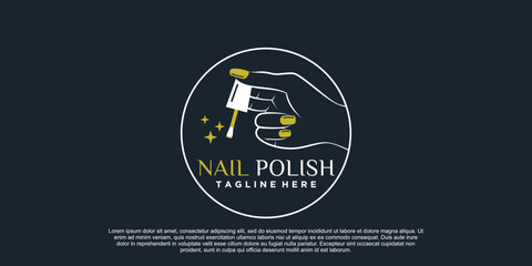 Fototapeta na wymiar Nail polish icon logo design for nail salon or beauty studio with creative concept Premium Vector