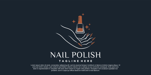 Nail polish icon logo design for nail salon or beauty studio with creative concept Premium Vector