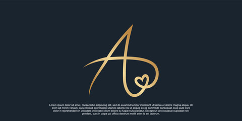 Monogram logo design initial letter a for business with golden gradient color concept Premium Vector