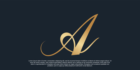 Monogram logo design initial letter a for business with golden gradient color concept Premium Vector