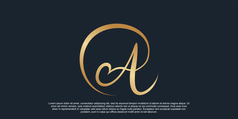 Monogram logo design initial letter a for business with golden gradient color concept Premium Vector