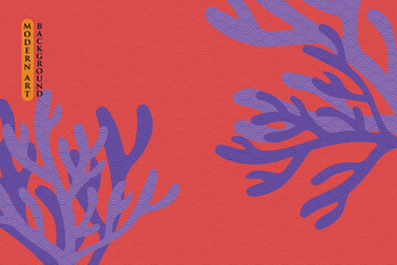 modern art violet anemone on red background can be use for product label advertisement banner website template notebook cover