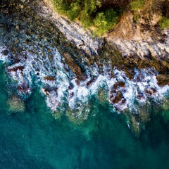 Photorealistic Illustration of Rocky Coastline of an Island - Aerial Perspective