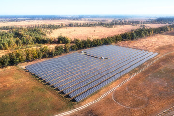 Solar power plant. Renewable source of electricity, environmentally friendly energy carrier