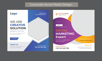 Digital marketing live webinar and corporate social media post template