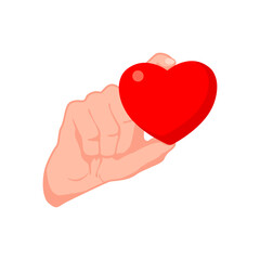 Hand holding heart, isolated illustration on white background