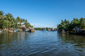 Fototapeta na wymiar Nipa palm forest basket boat ride