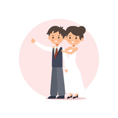 couple weding flat or cartoon illustration vector design
