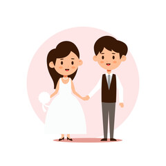 couple weding flat or cartoon illustration vector design