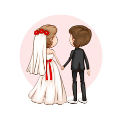 couple weding flat or cartoon illustration vector design