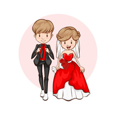 couple weding flat or cartoon illustration vector design