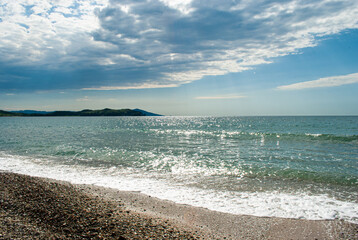 Selective focus. Beautiful sea view. Rest on the sea.