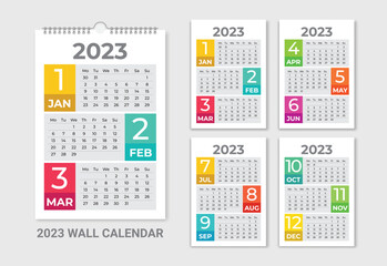 Four Pages Wall Calendar 2023, Desk Calendar, New Year Planner, Monthly Calendar 