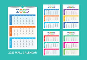 Four Pages Wall Calendar 2023, Desk Calendar, New Year Planner, Monthly Calendar	