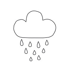 Vector hand drawn doodle sketch raining cloud isolated on white background