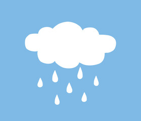 Vector hand drawn doodle sketch raining cloud isolated on blue background