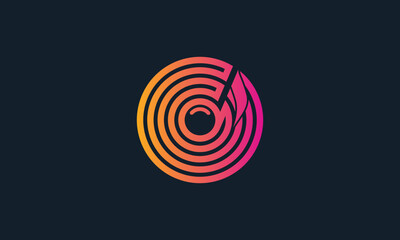 Letter O Music Logo Concept sign icon symbol Design Line Art Style. Vector illustration template