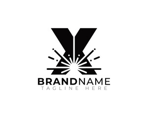 Simple Initial Letter X Flat Laser Cutting Logo Template 