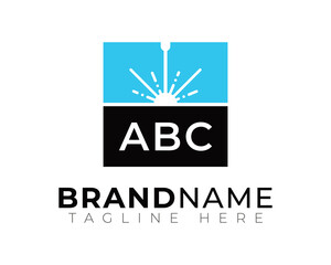 Simple Flat Laser Cutting Logo Template with Company Name Text