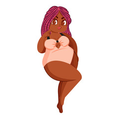 Isolated purple hair body positive vector illustration