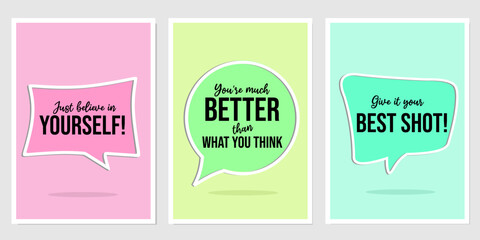 set of motivational quote designs for wall decoration. design for home interior