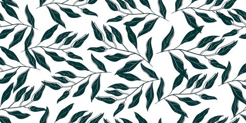 green white seamless pattern with abstract leaf pattern. for fabric designs, books, flyers
