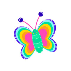 Isolated butterfly rainbow vector illustration