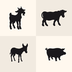 farm animals silhouettes