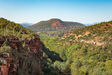 Fototapeta premium Mountain and forest view at the red rocks Airport Mesa Sedona Arizona