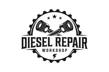 Automotive piston workshop logo design modern badge style custom car service engine tune up icon symbol illustration