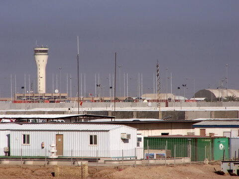 Air traffic control tower at the Basrah International Airport, near the air station in Basra, Iraq, during Operation Iraqi Freedom