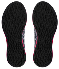 Black sport shoe soles isolated for design