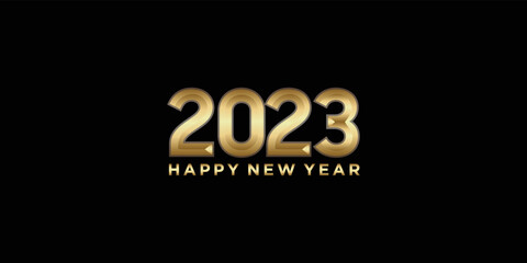 Fototapeta na wymiar new year 2023 logo design in gold color