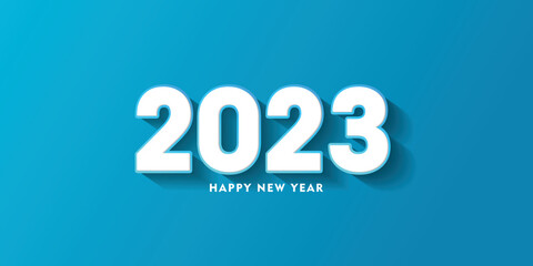 happy new year 2023 flat design on turquoise blue background