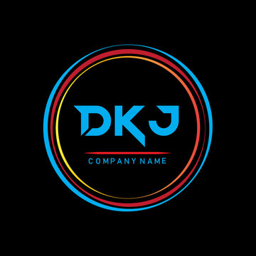 D K J. DKJ letter  logo design monogram. DKJ creative design with circle . DKJ stylish design for t-shirt logo. 