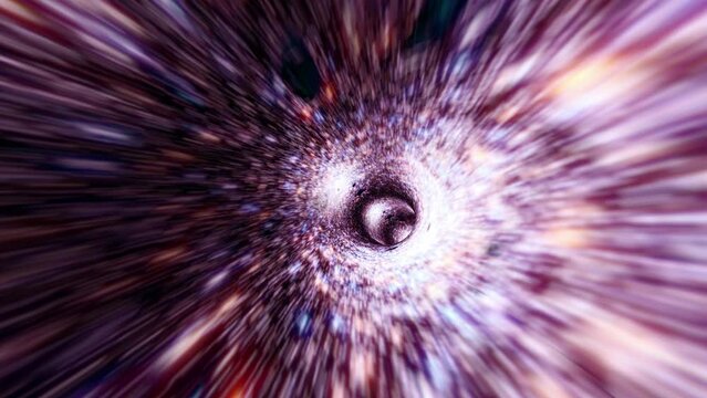 Abstract 3D grunge purple hyper space warp Flight in futuristic sci-fi virtual reality tunnel seamless loop. 4K 3D Loop grunge purple Sci-Fi space travel background concept. Abstract Science 