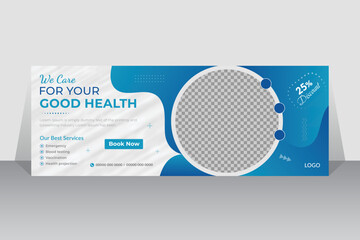 Modern medical healthcare service social media Facebook cover template design or promotion square web banner advertising