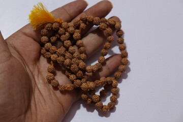 Japa mala or Prayer beads made from the seeds of the rudraksha tree
