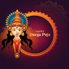 Happy durga puja hindu festival card holiday background