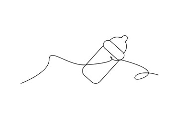 One line continuous of baby pacifier. Minimalist style vector illustration in white background.