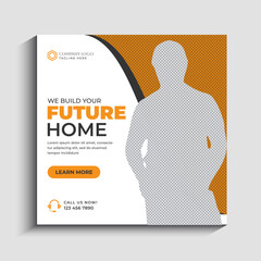 Construction social media Instagram post banner template design