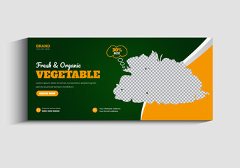 Vegetables and Grocery food facebook cover design template - obrazy, fototapety, plakaty