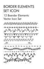 12 boerder elements vector icon set