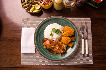 Escabeche de pescado fried fish with sweet potatoes peruvian gourmet restaurant comfort food