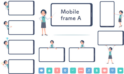 スマートフォンの画面と事務員女性のセット