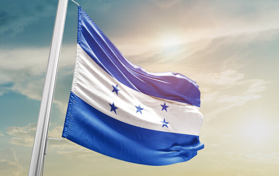 Honduras National Flag Cloth Fabric Waving - Image