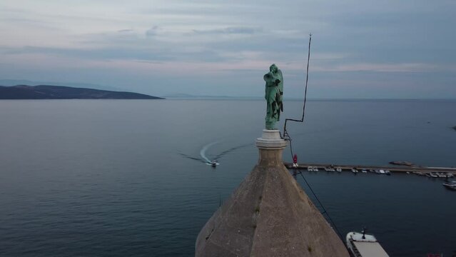 Krk Cathedral, Croatia Aerial in Summer
