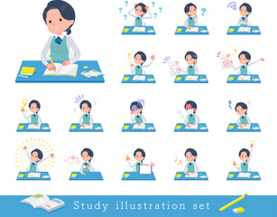 Fototapeta premium 勉強に関する事務員女性のセット