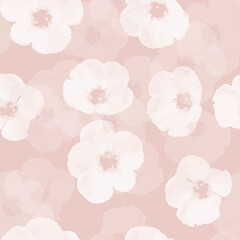 Fototapeta na wymiar seamless plants pattern background with pink pastel flowers , greeting card or fabric